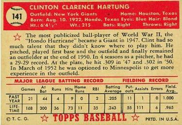 Clint Hartung  baseball card collectible - Main Image 2