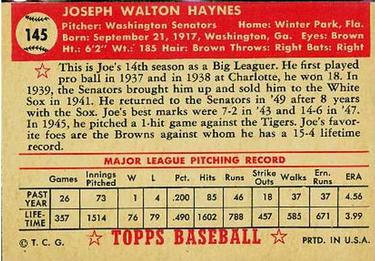 Joe Haynes  baseball card collectible - Main Image 2