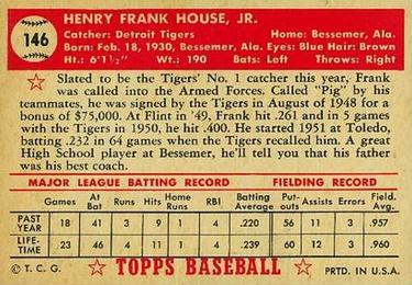 Frank House  baseball card collectible - Main Image 2