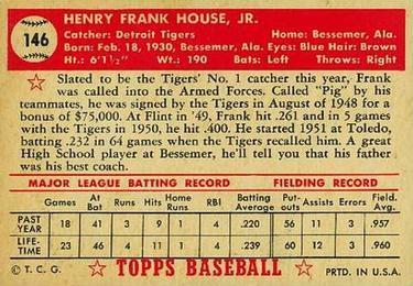 Frank House  baseball card collectible - Main Image 2