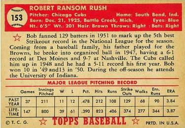 Bob Rush  baseball card collectible - Main Image 2
