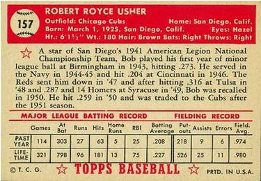 Bob Usher  baseball card collectible - Main Image 2