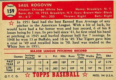 Saul Rogovin  baseball card collectible - Main Image 2