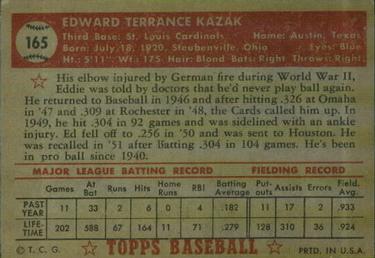 Eddie Kazak  baseball card collectible - Main Image 2