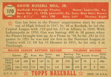 Gus Bell  baseball card collectible - Main Image 2