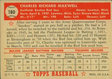 Charley Maxwell  baseball card collectible - Main Image 2