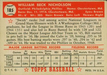 Bill Nicholson  baseball card collectible - Main Image 2