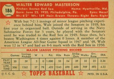 Walt Masterson  baseball card collectible - Main Image 2