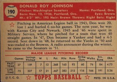 Don Johnson  baseball card collectible - Main Image 2