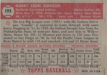 Harry Simpson  baseball card collectible - Main Image 2