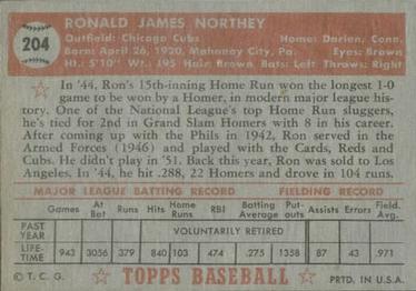 Ron Northey  baseball card collectible - Main Image 2