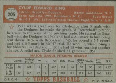 Clyde King  baseball card collectible - Main Image 2