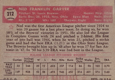 Ned Garver  baseball card collectible - Main Image 2
