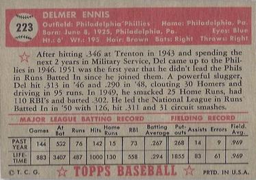 Del Ennis  baseball card collectible - Main Image 2