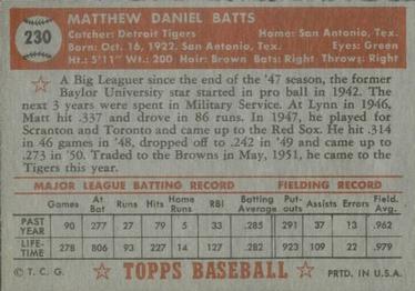 Matt Batts  baseball card collectible - Main Image 2