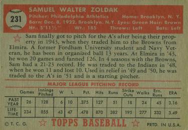 Sam Zoldak  baseball card collectible - Main Image 2