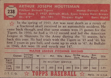 Art Houtteman  baseball card collectible - Main Image 2