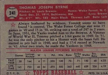 Tommy Byrne  baseball card collectible - Main Image 2
