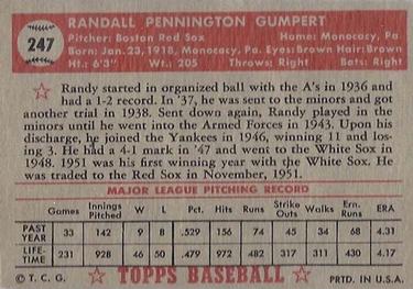 Randy Gumpert  baseball card collectible - Main Image 2