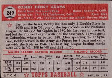 Bobby Adams  baseball card collectible - Main Image 2