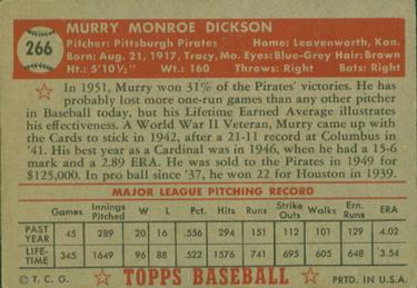 Murry Dickson  baseball card collectible - Main Image 2