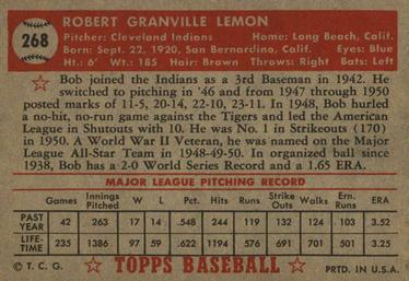 Bob Lemon  baseball card collectible - Main Image 2