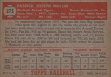Pat Mullin  baseball card collectible - Main Image 2