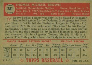 Tommy Brown  baseball card collectible - Main Image 2