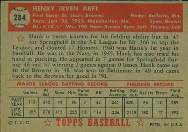 Hank Arft  baseball card collectible - Main Image 2