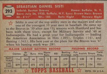 Sibby Sisti  baseball card collectible - Main Image 2