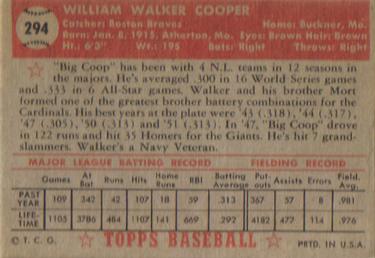 Walker Cooper  baseball card collectible - Main Image 2