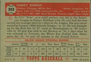 Harry Dorish  baseball card collectible - Main Image 2