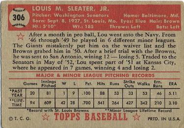 Lou Sleater  baseball card collectible - Main Image 2