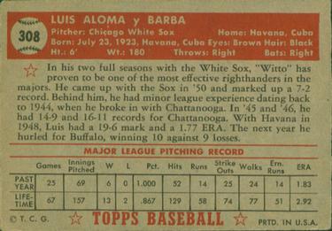 Luis Aloma  baseball card collectible - Main Image 2