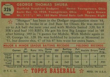 George Shuba  baseball card collectible - Main Image 2