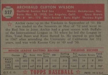 Archie Wilson  baseball card collectible - Main Image 2