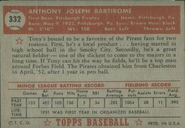 Tony Bartirome  baseball card collectible - Main Image 2