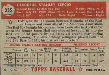 Ted Lepcio  baseball card collectible - Main Image 2