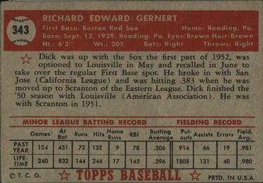 Dick Gernert  baseball card collectible - Main Image 2