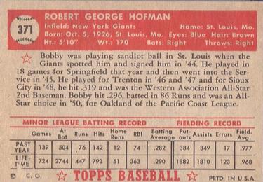 Bobby Hofman  baseball card collectible - Main Image 2