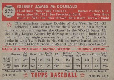 Gil McDougald  baseball card collectible - Main Image 2