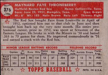 Faye Throneberry  baseball card collectible - Main Image 2
