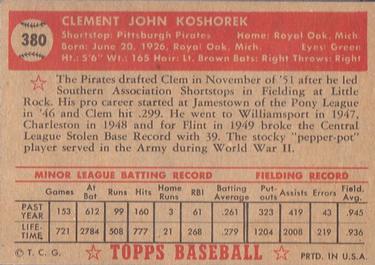 Clem Koshorek  baseball card collectible - Main Image 2