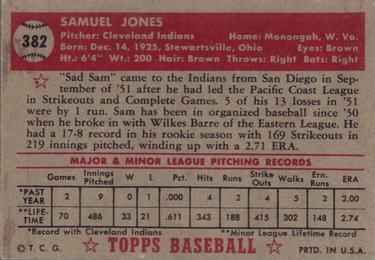 Sam Jones  baseball card collectible - Main Image 2