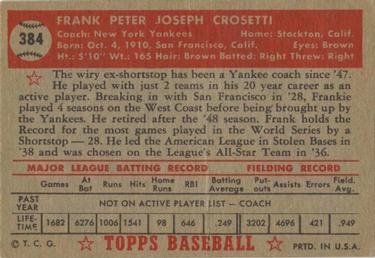 Frankie Crosetti  baseball card collectible - Main Image 2