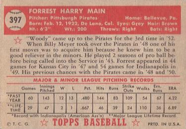Forrest Main  baseball card collectible - Main Image 2