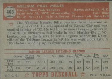Bill Miller  baseball card collectible - Main Image 2