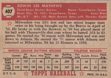 Ed Mathews  baseball card collectible - Main Image 2