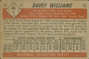 Davey Williams  baseball card collectible - Main Image 2