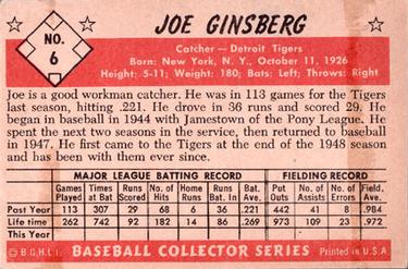 Joe Ginsberg  baseball card collectible - Main Image 2